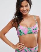 Asos Mix And Match Hot Tropic Print Skinny Crop Bikini Top - Multi