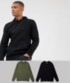 Asos Design Hoodie 2 Pack Khaki/black - Multi