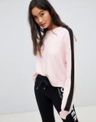Hollister Crew Neck Sweatshirt With Arm Taping - Pink