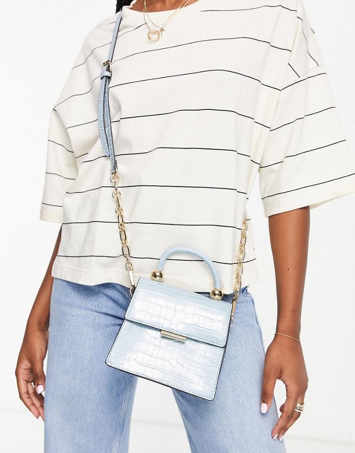 Aldo Triewiel Top Handle Cross Body Bag In Blue Croc-brown