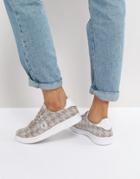Fred Perry Houndstooth Sneaker In Perforated Suede - Silver