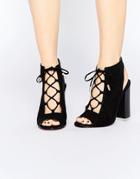 Truffle Collection Vela Lace Up Block Heeled Sandals - Black Mf