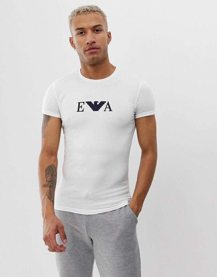 Emporio Armani Slim Fit Eva Logo Lounge T-shirt In White - White