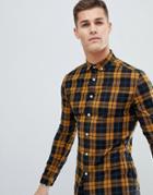 Asos Design Skinny Check Shirt - Navy