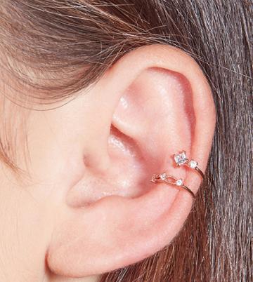 With Bling Crystal Lace Ear Cuff In Rose Gold Plate