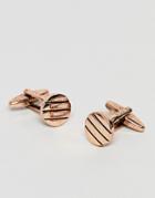 Icon Brand Antique Rose Gold Cufflinks With Pinstripe Detail - Gold