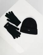 Jack & Jones Hat & Glove Set In Black