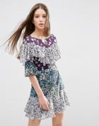 Asos Tiered Dress In Mixed Floral Print - Multi