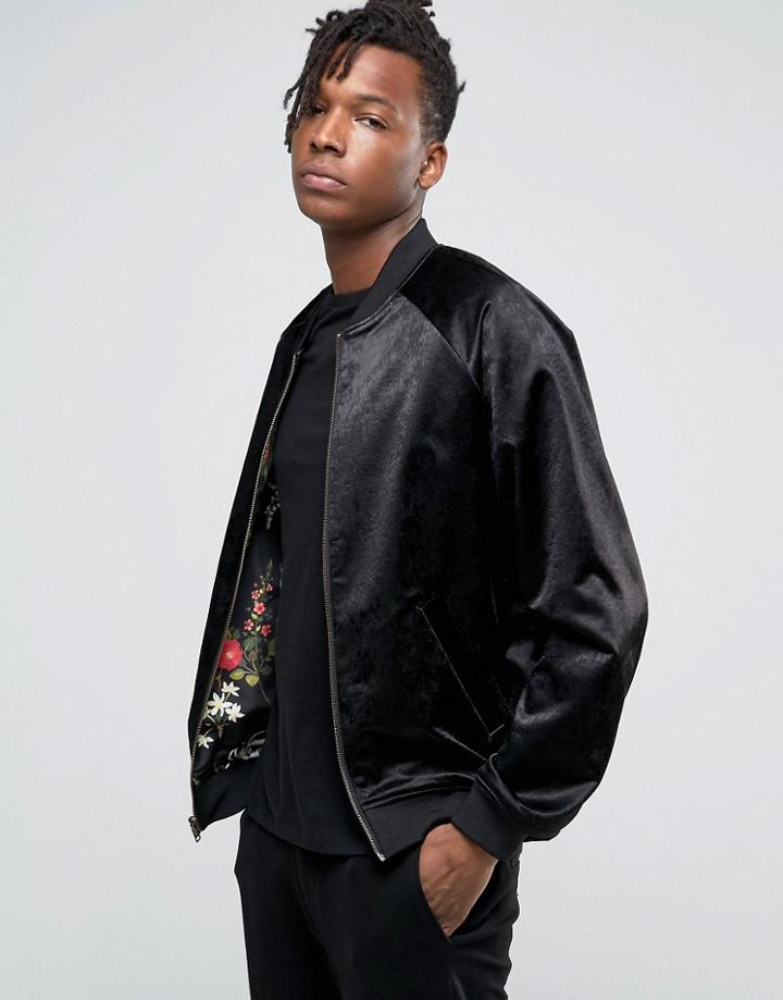 Weekday Dooby Reversible Bomber - Black