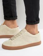 Selected Homme David Perforated Suede Sneakers - Beige