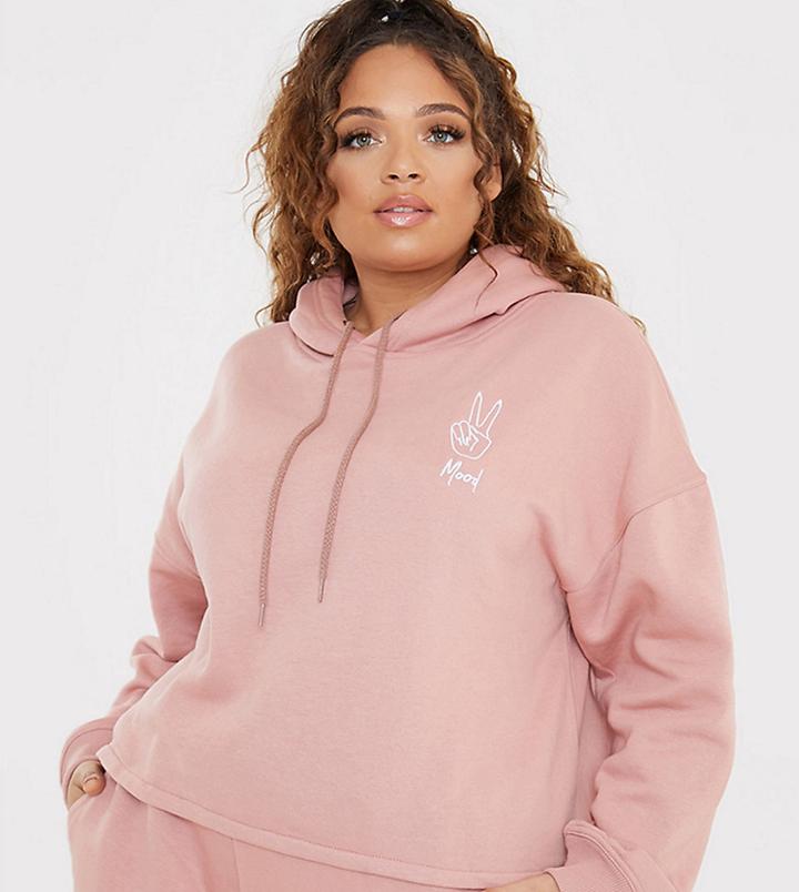 In The Style Plus X Gemma Collins Motif Hoodie In Pink