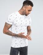 Asos Muscle T-shirt With Splatter Print - White