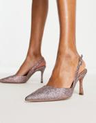 Asos Design Samber Slingback Stiletto Heels In Glitter-multi