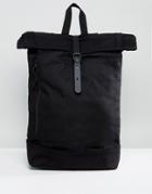 Asos Roll Top Backpack In Sleek Black With Internal Laptop Pouch - Black