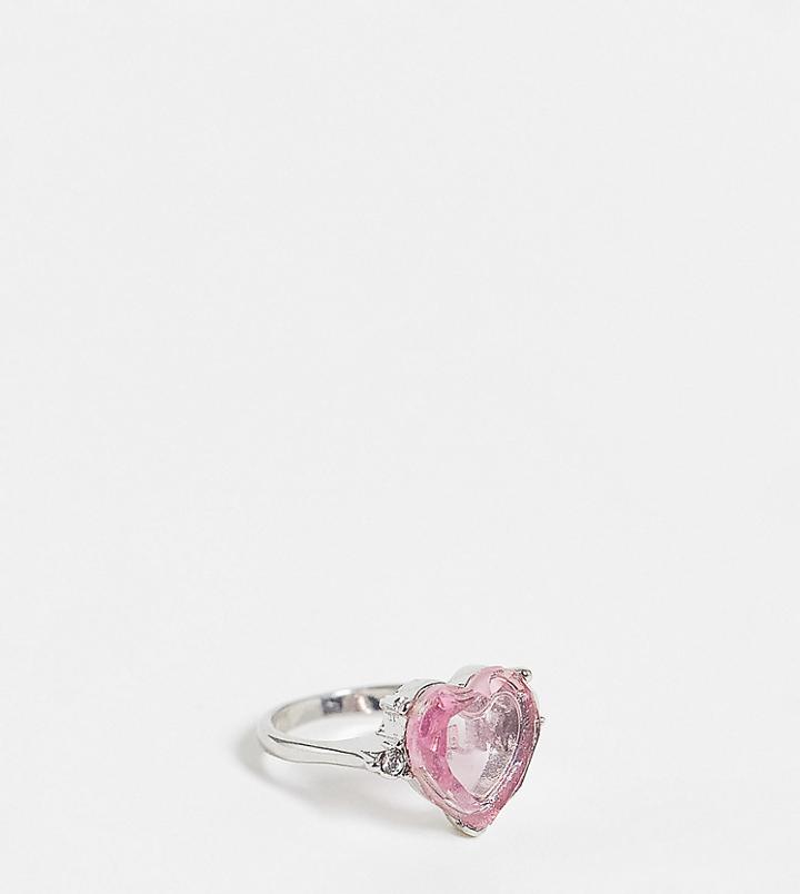 Reclaimed Vintage Inspired Mum Heart Ring In Silver
