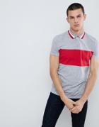 Asos Design Polo Shirt With Contrast Panelling In Interest Nepp Fabric - Gray