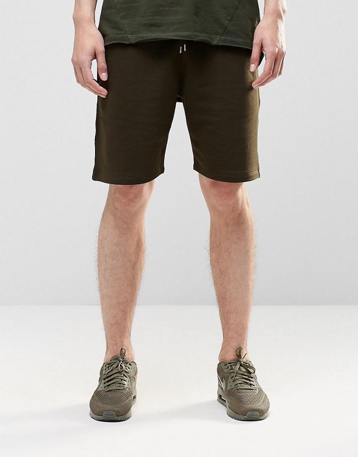 Asos Jersey Short In Dark Khaki - Hunter Green