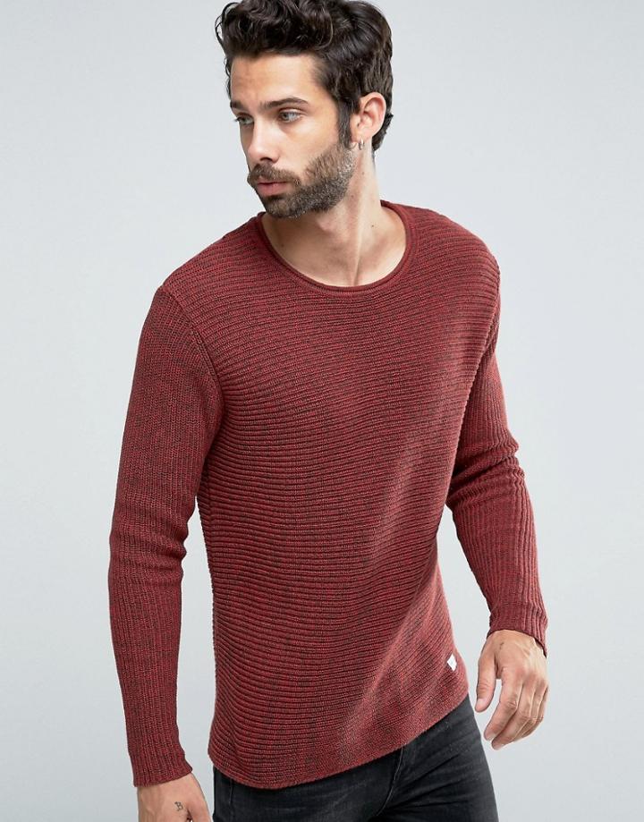 Only & Sons Ribbed Knitted Sweater - Red