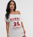 Asos Design Maternity North Shore Hawaii Jersey Beach Tee With Ruched Sides-white