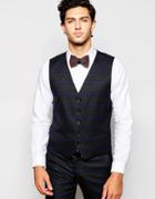 Selected Homme Prince Of Wales Check Vest In Skinny Fit - Dark Blue