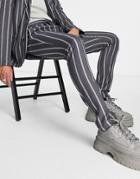 Asos Design Skinny Soft Tailored Suit Pants In Gray Waffle Stripe