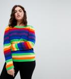 Asos Curve Sweater In Bright Stripe - Multi