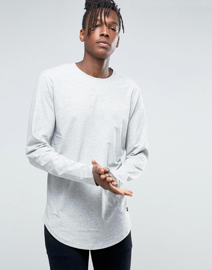 Only & Sons Longline Long Sleeve T-shirt - Gray