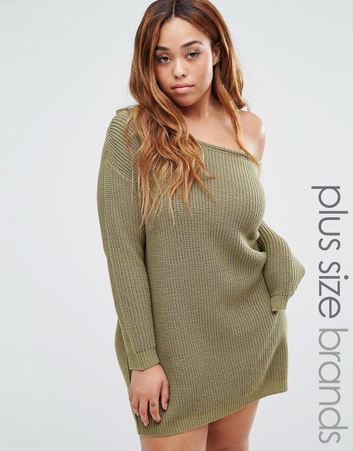 Missguided Plus Off Shoulder Mini Dress - Green