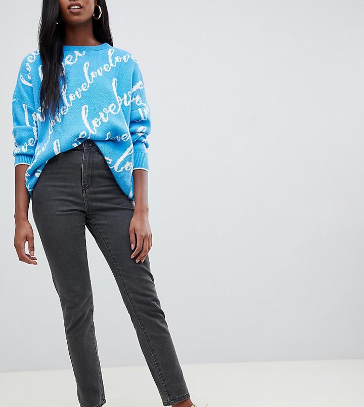 Noisy May Tall Ankle Grazer Mom Jean - Black