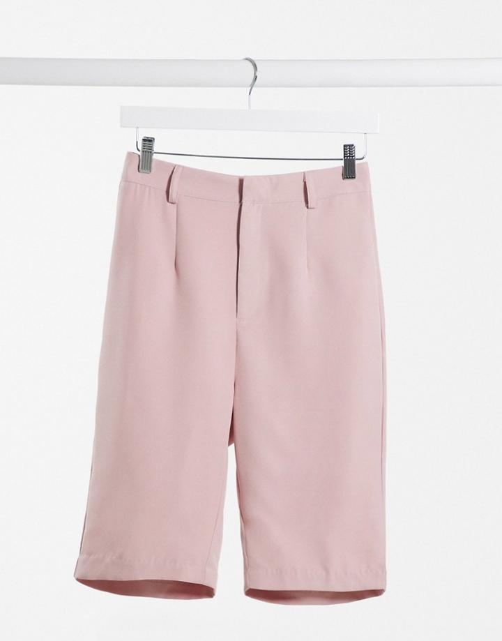 Missguided Two-piece Tailored Longline Shorts In Mauve-purple