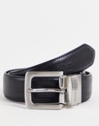 Gianni Feraud Reversible Real Leather Smooth & Grain Belt In Black