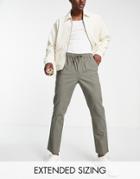 Asos Design Slim Chinos With Elasticated Waist In Khaki-green
