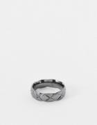 Icon Brand Stainless Steel Gunmetal Textured Band Ring In Gray-grey