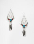 Asos Feather & Spike Earrings - Silver