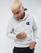 Champion Hoodie With All Over Logo Print In Gray - Gray