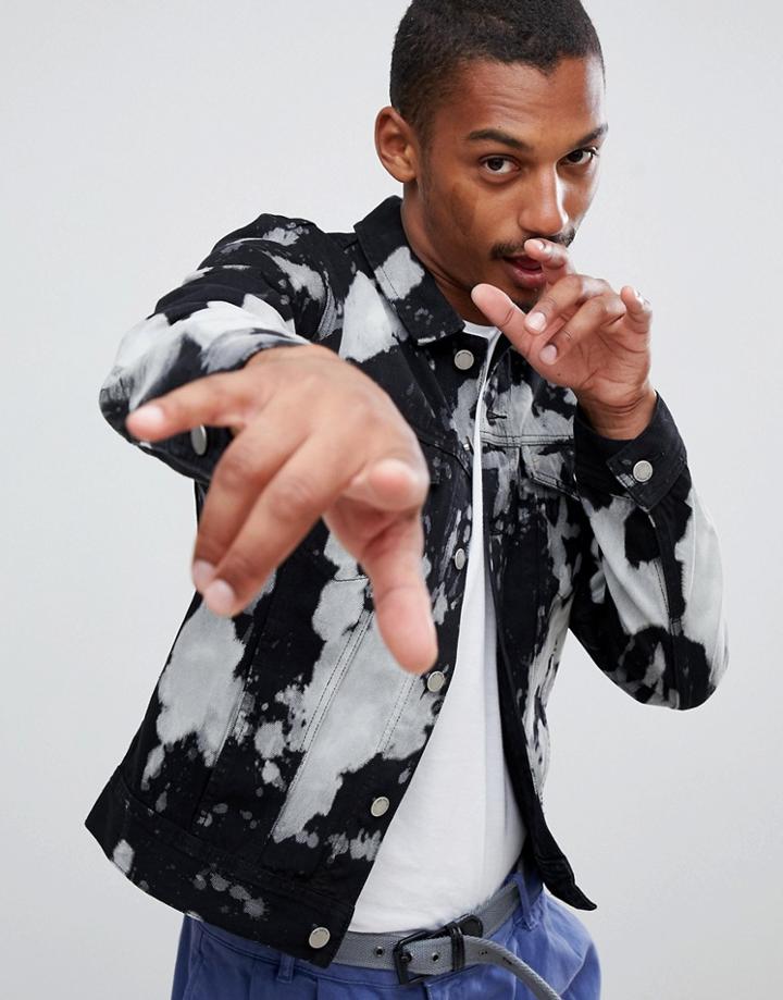 Dr Denim Dwight Denim Jacket In Bleached Black - Black