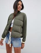 Abercrombie & Fitch Quilted Collarless Jacket - Green