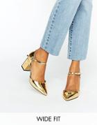 Asos Soraya Wide Fit Pointed Heels - Gold