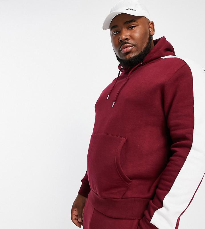 Le Breve Plus Panel Hoodie In Burgundy-red