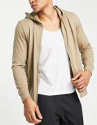 Nike Yoga Dri-fit Full-zip Hoodie In Sand-white