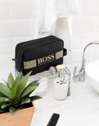 Boss Pixel Toiletry Bag Nylon Gold Logo In Black - Black
