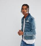 Brooklyn Supply Co Bleached Denim Jacket With Zip - Blue