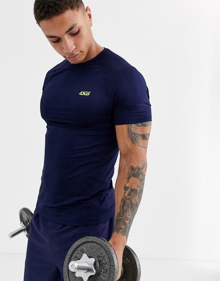 Asos 4505 Icon Muscle Training T-shirt With Quick Dry In Navy