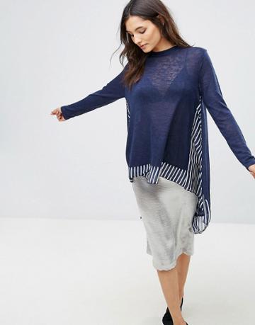 Qed London Layered Sweater - Navy