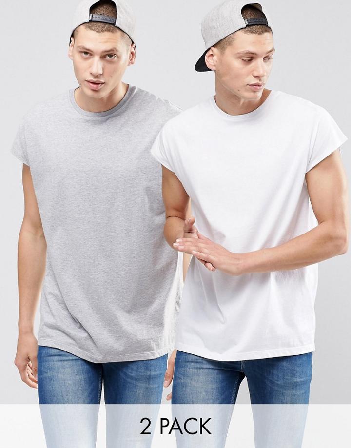 Asos Oversized Sleeveless T-shirt With Scoop Neck 2 Pack - Multi
