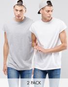 Asos Oversized Sleeveless T-shirt With Scoop Neck 2 Pack - Multi