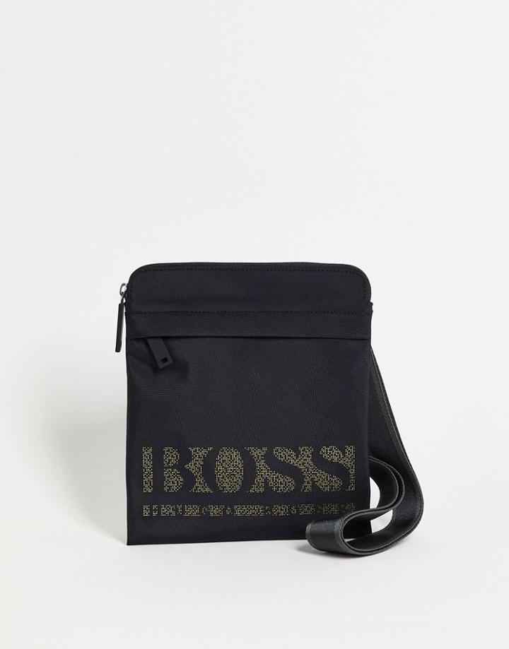 Boss Magnified Large Logo Cross Body In Black
