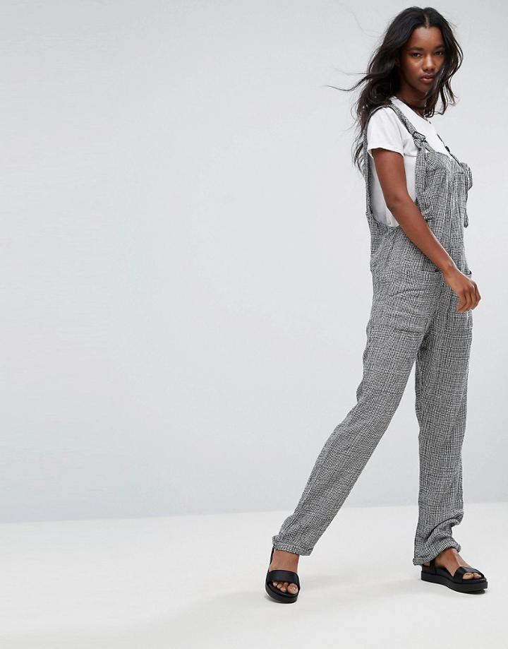 Mango Check Overall Jumpsuit - Black