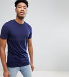 Selected Homme T-shirt In Marl Stretch Cotton-navy
