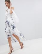 Coast Amber Floral Printed Asymmetric Hem Skirt - White